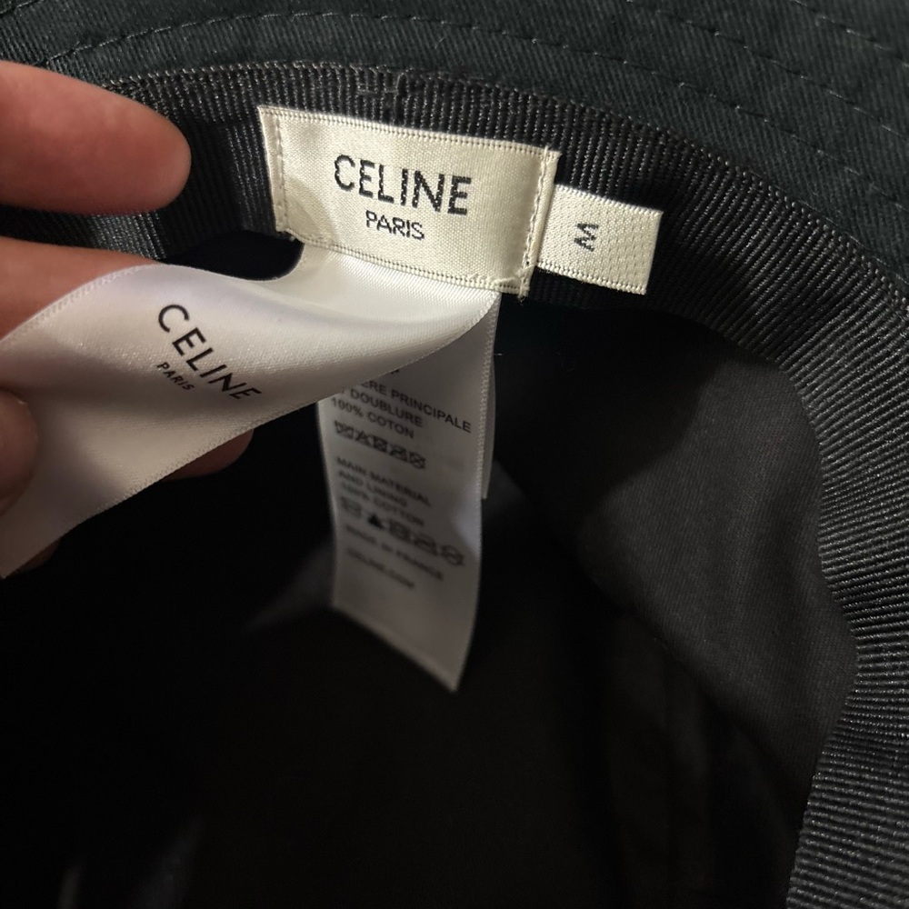 Celine black Hat with White BOB WITH TRIOMPHE PATCH IN COTTON GABARDINE - Picture 7 of 12